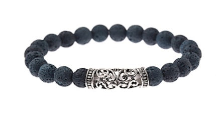 Sterling Silver & Lava Rock Aroma Bracelet