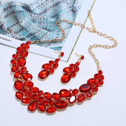 Sparkling Floral Necklace and Earrings Set
