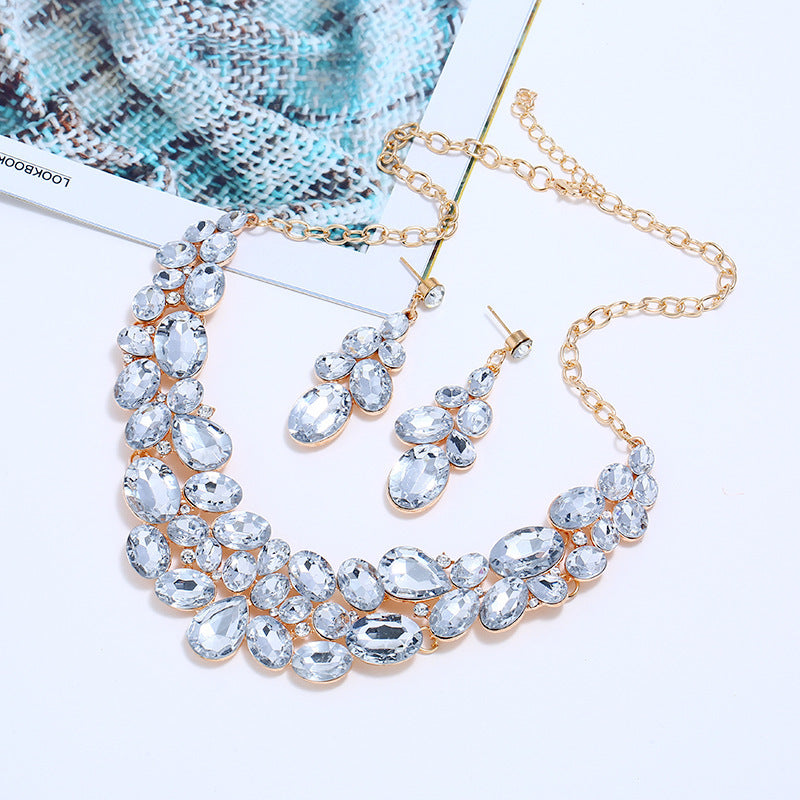 Sparkling Floral Necklace and Earrings Set