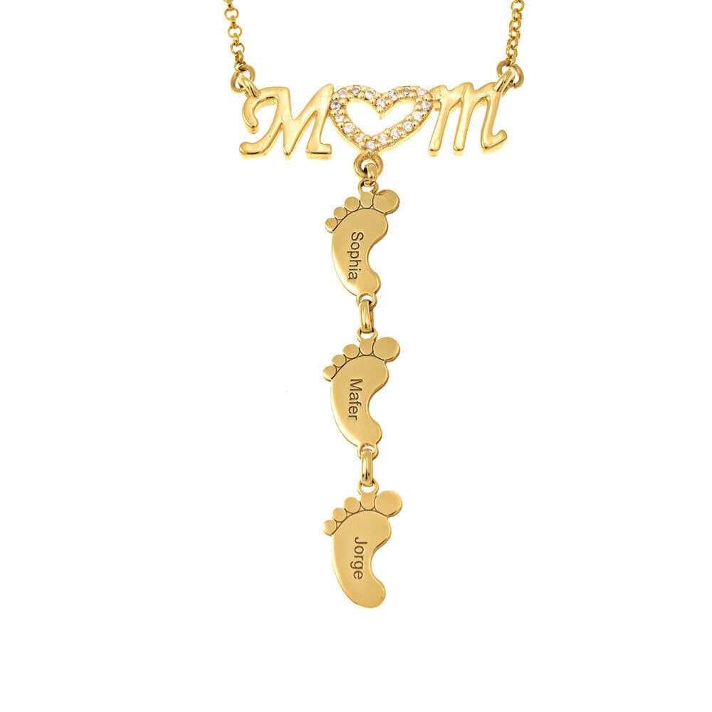 Personalized Mom Necklace with Baby Feet