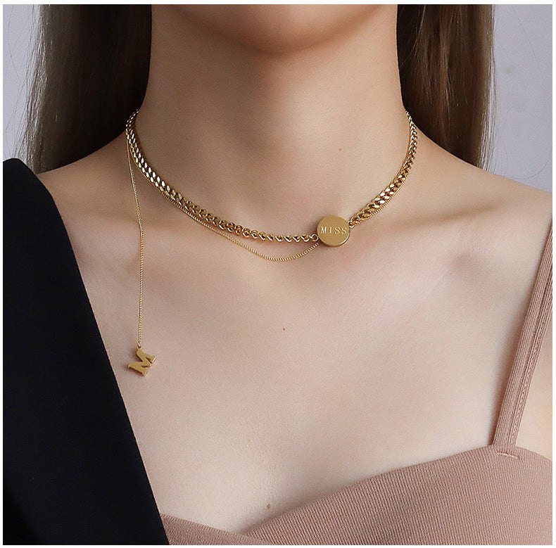 Elegant "M" Letter Collarbone Chain Necklace