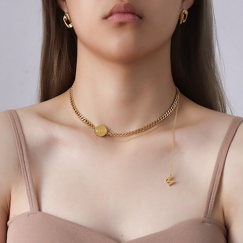 Elegant "M" Letter Collarbone Chain Necklace