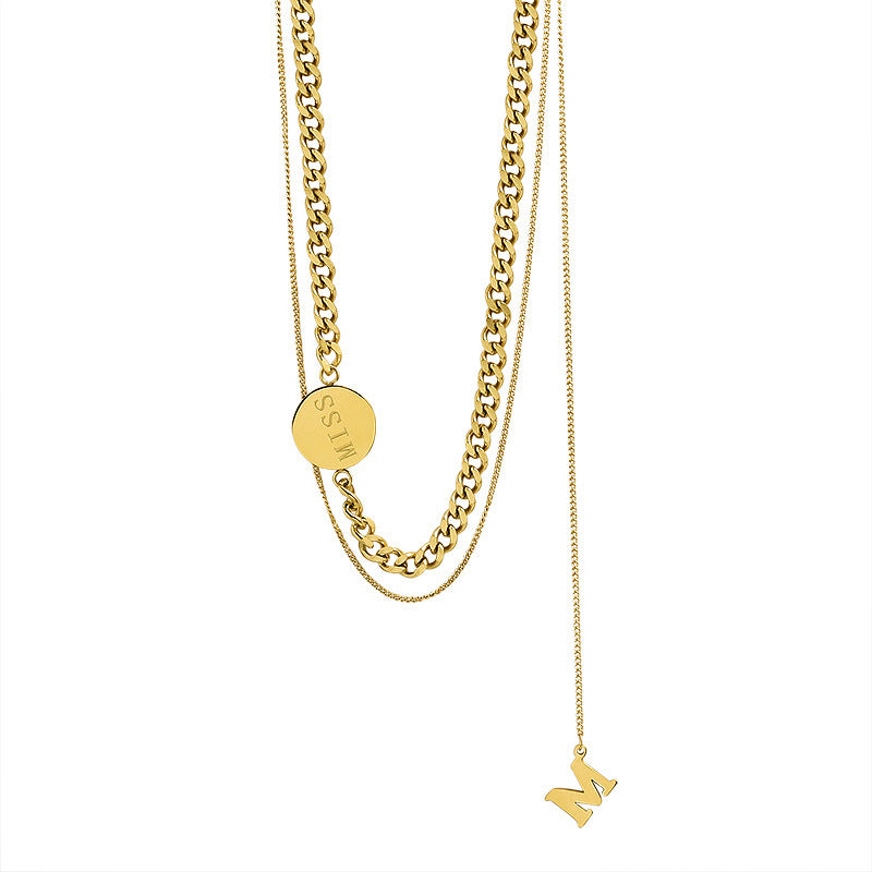 Elegant "M" Letter Collarbone Chain Necklace