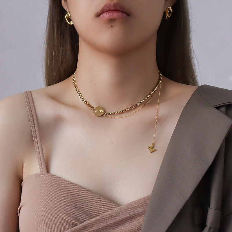 Elegant "M" Letter Collarbone Chain Necklace