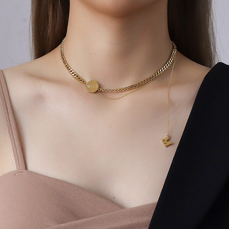 Elegant "M" Letter Collarbone Chain Necklace