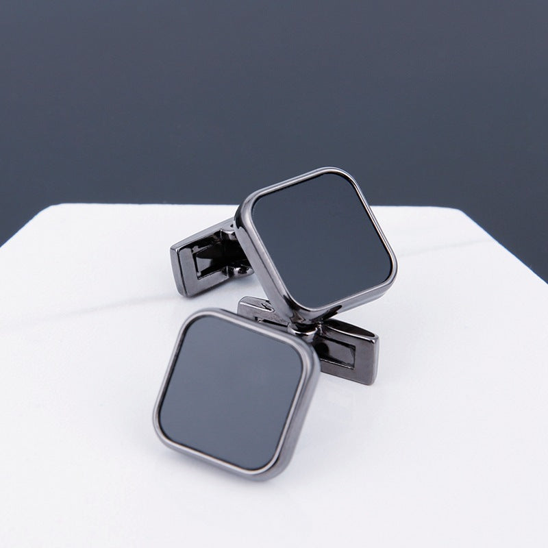 Men's Black Face Grey Copper Sleeve Stud Cufflinks