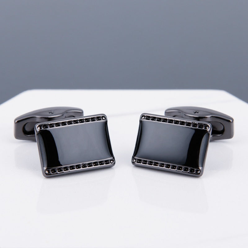 Men's Black Face Grey Copper Sleeve Stud Cufflinks