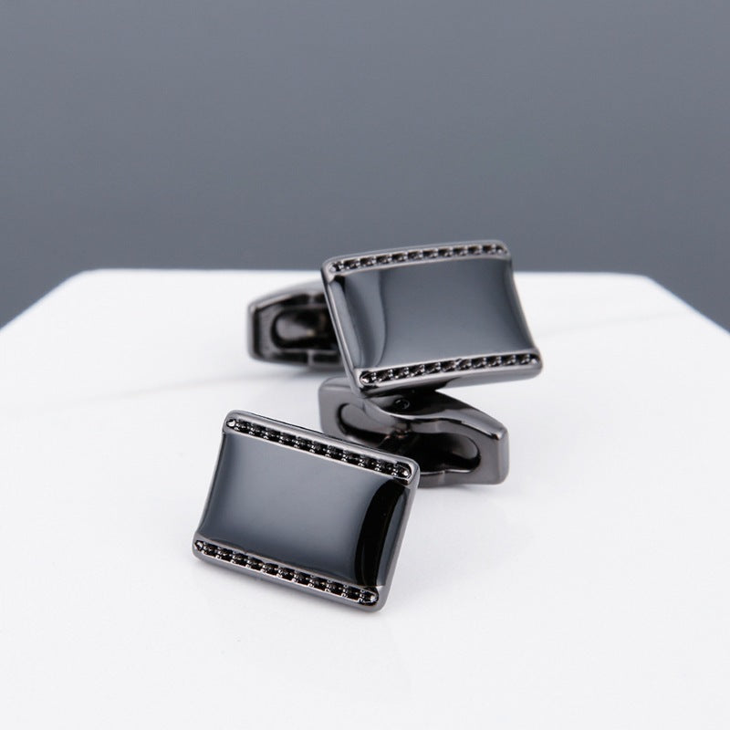 Men's Black Face Grey Copper Sleeve Stud Cufflinks