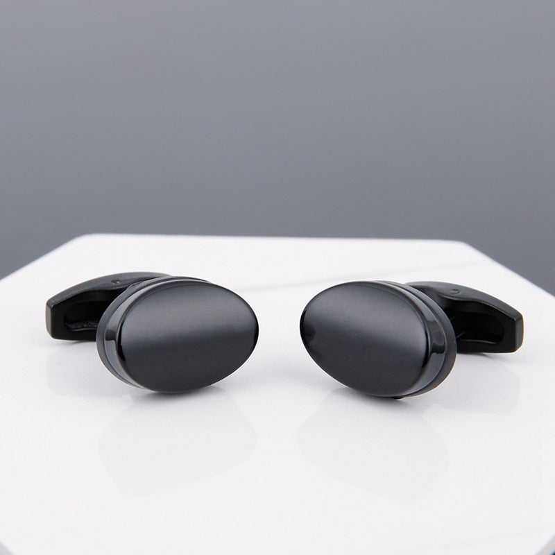 Men's Black Face Grey Copper Sleeve Stud Cufflinks