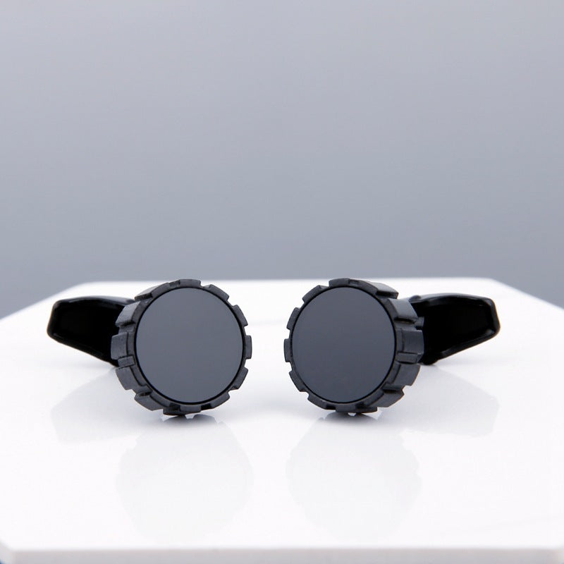 Men's Black Face Grey Copper Sleeve Stud Cufflinks