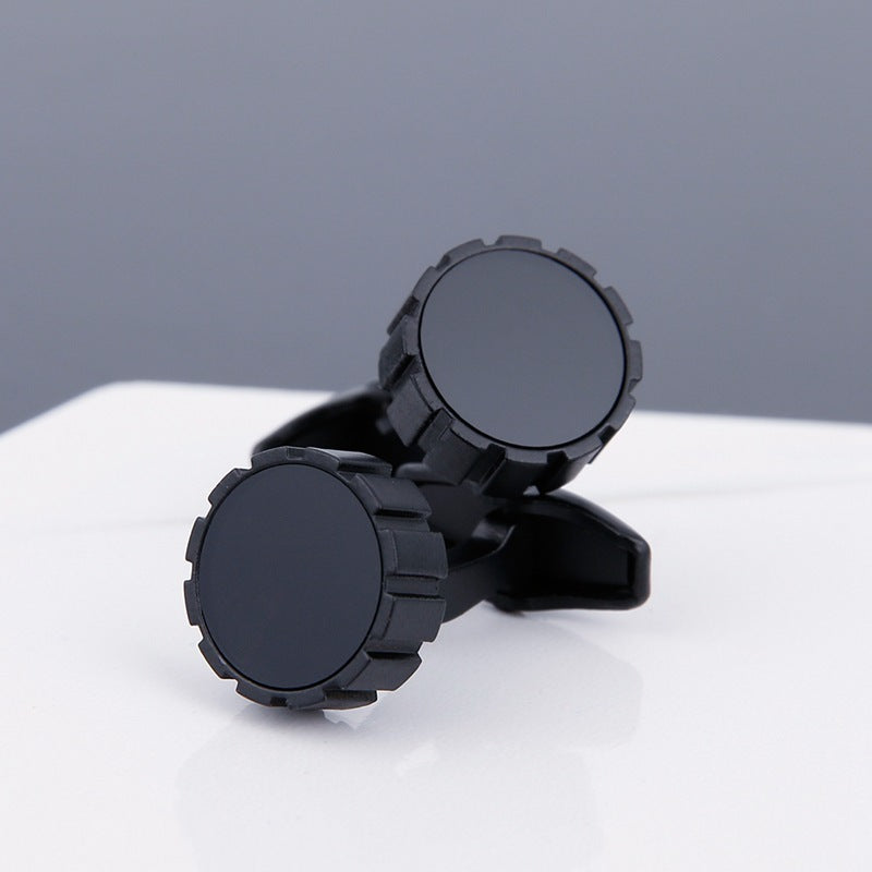Men's Black Face Grey Copper Sleeve Stud Cufflinks
