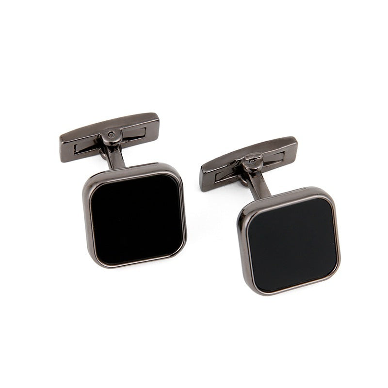 Men's Black Face Grey Copper Sleeve Stud Cufflinks