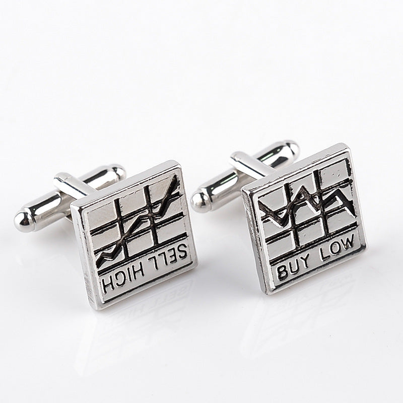 Engraved "Buy Low Sell High" Business Cufflinks