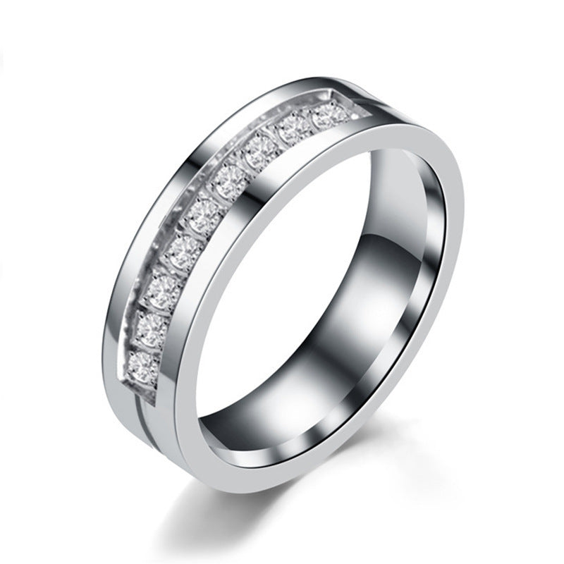 Minimalist Carved Line Titanium Steel Couple Ring