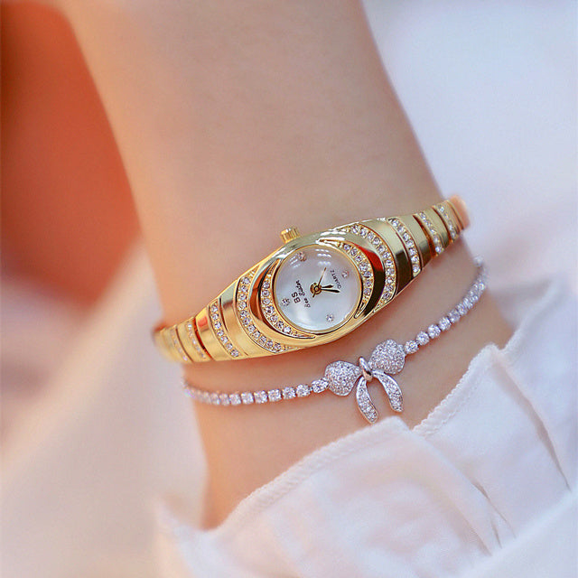 Luxurious Full Diamond Gold Tone Ladies Watch