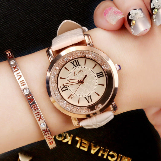 Elegant "Flowing Water Diamond" Ladies Quartz Watch
