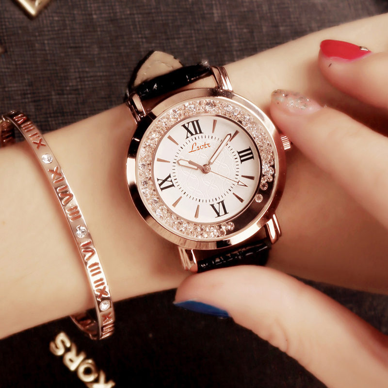 Elegant "Flowing Water Diamond" Ladies Quartz Watch