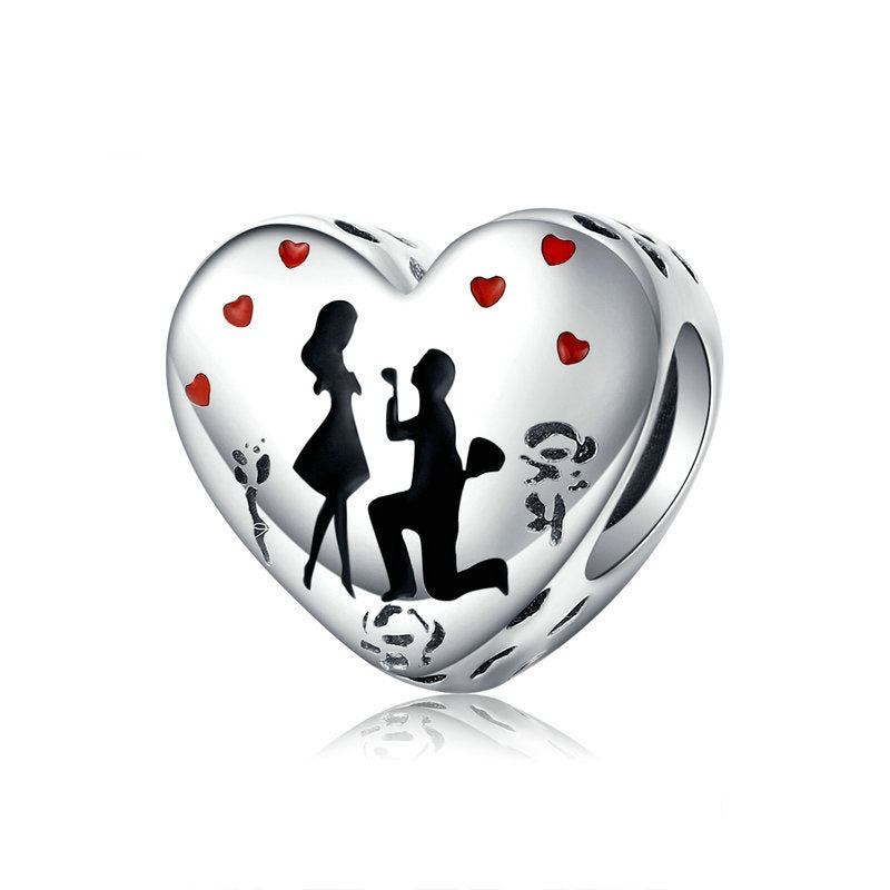 Romantic Interlocking Sterling Silver Couple Pendant