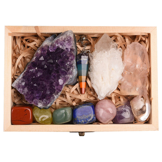 Amethyst Block Natural Crystal Hexagonal Prism Power Stone Set