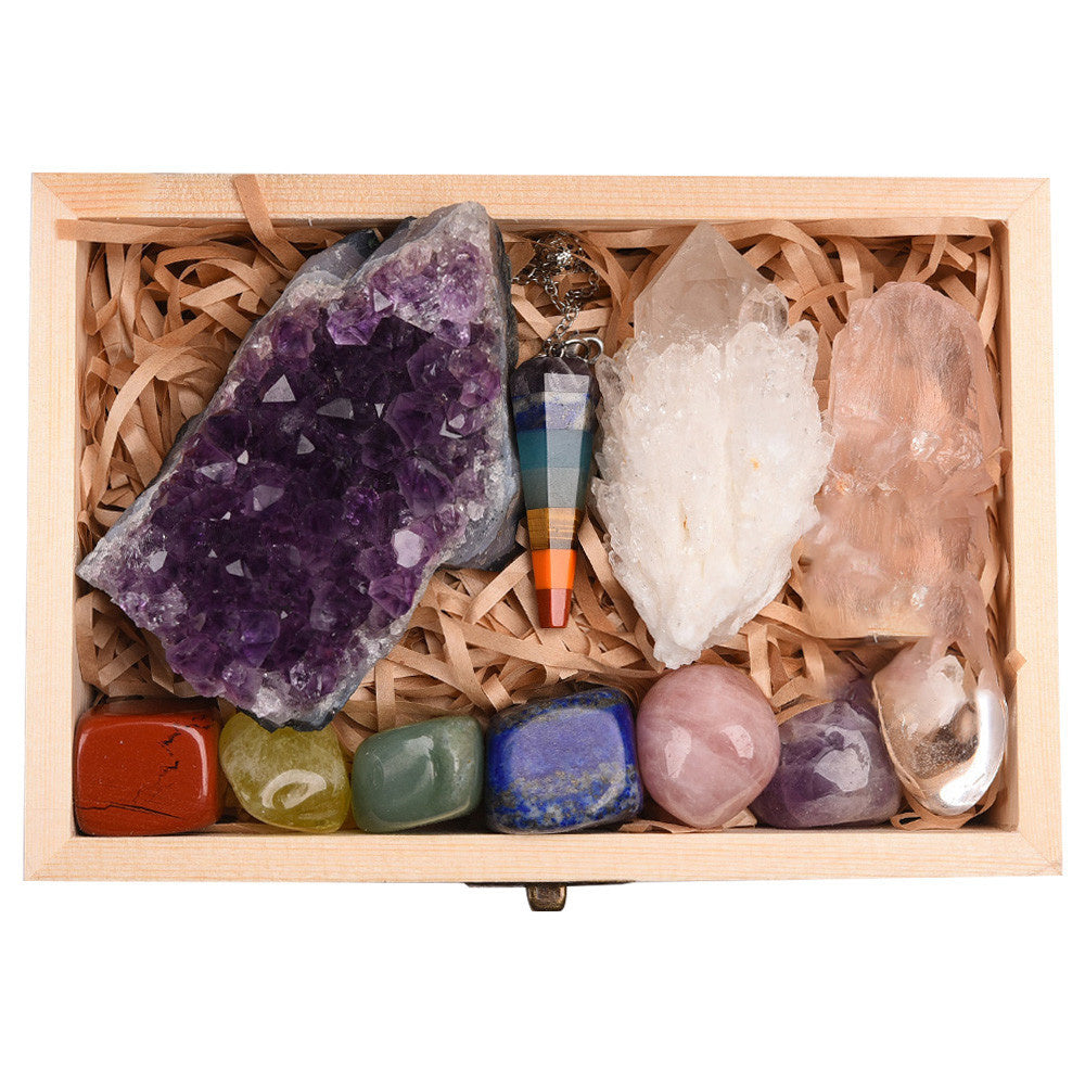 Amethyst Block Natural Crystal Hexagonal Prism Power Stone Set