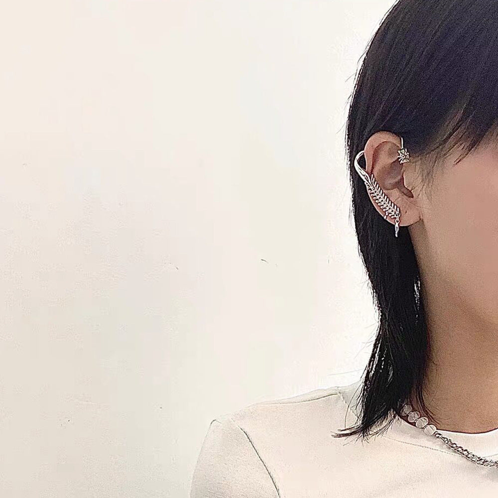 925 Sterling Silver Elegant Fish Bone Ear Cuff