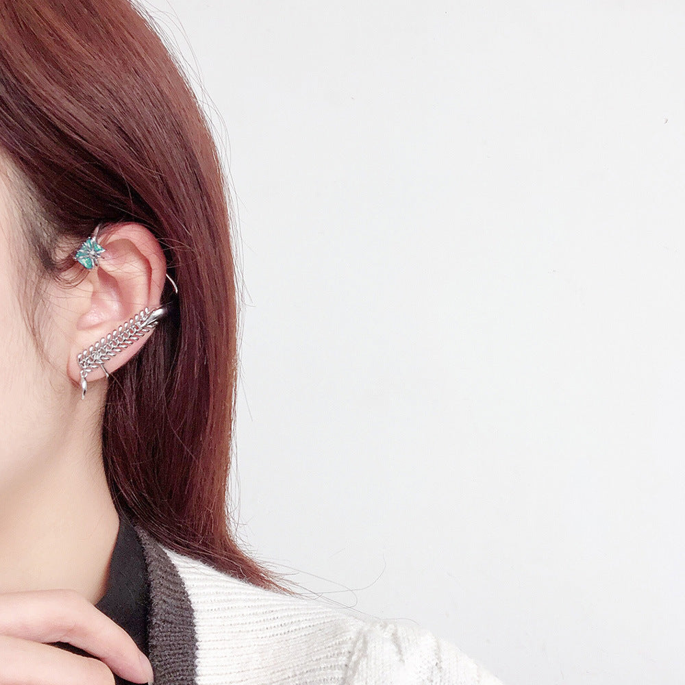 925 Sterling Silver Elegant Fish Bone Ear Cuff