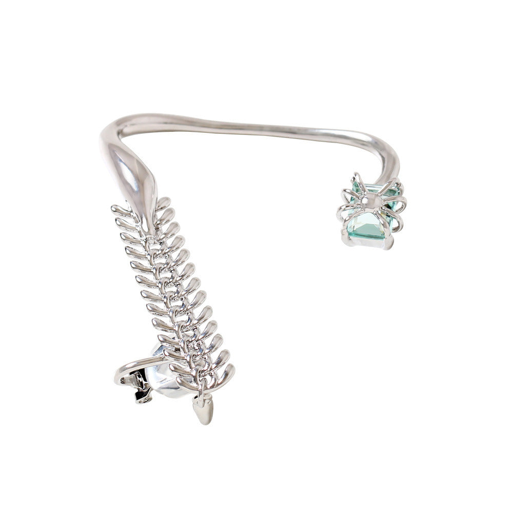 925 Sterling Silver Elegant Fish Bone Ear Cuff