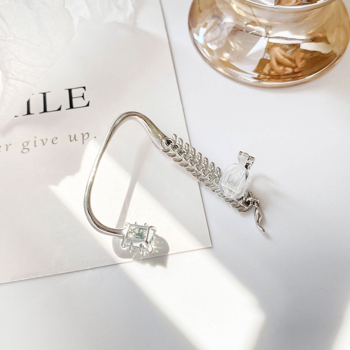 925 Sterling Silver Elegant Fish Bone Ear Cuff