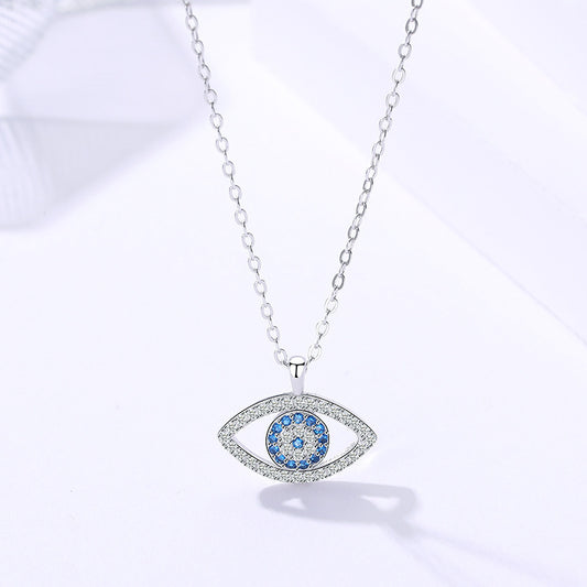 Ethereal Gaze Sterling Silver Evil Eye Pendant Necklace