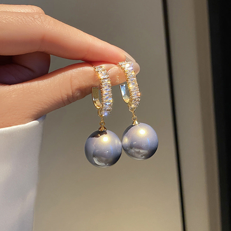 Chic Geometric White Pearl Drop Earrings