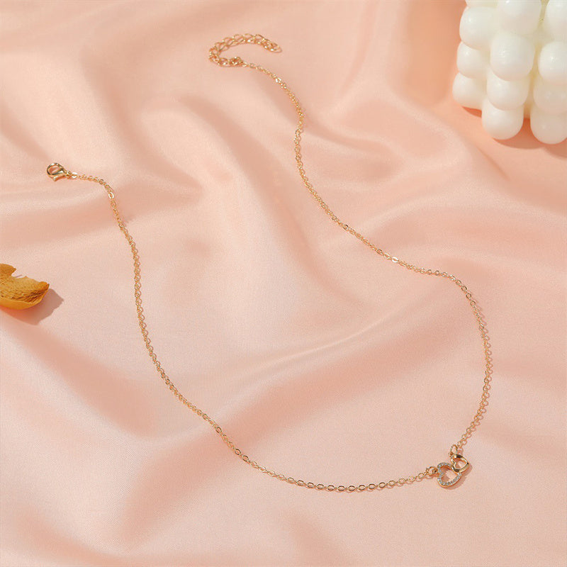 Double Peach Heart Pendant Necklace