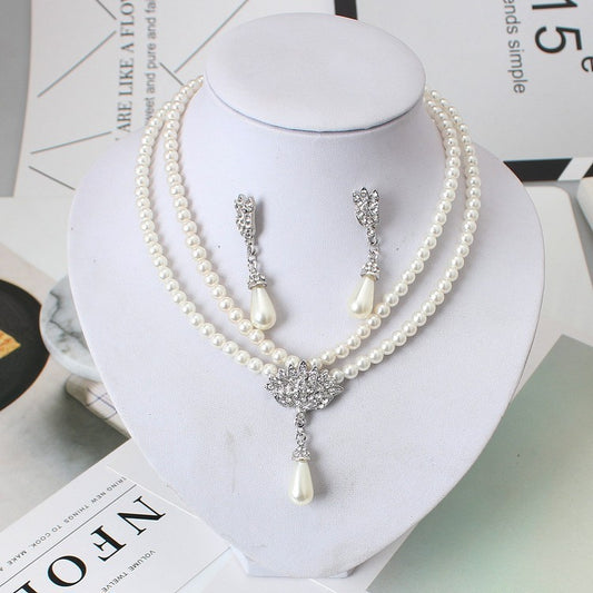 Elegant Pearl and Crystal Bridal Jewelry Set