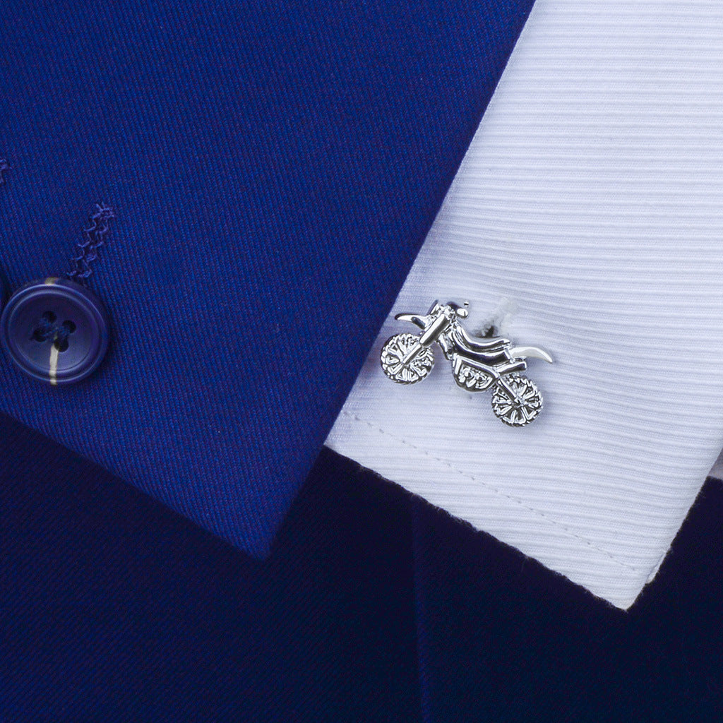 Silver Color Motorcycle Cufflinks for Men