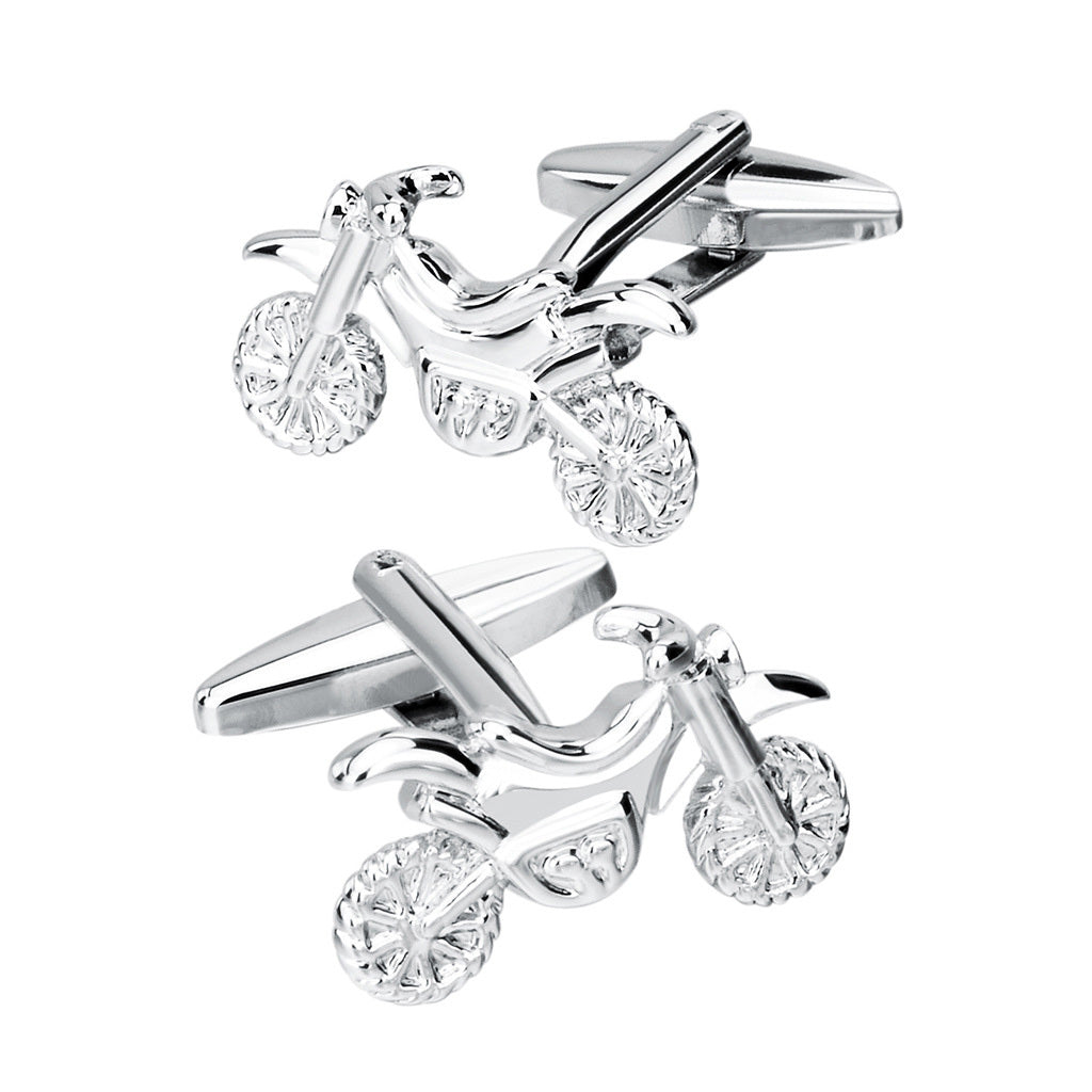 Silver Color Motorcycle Cufflinks for Men