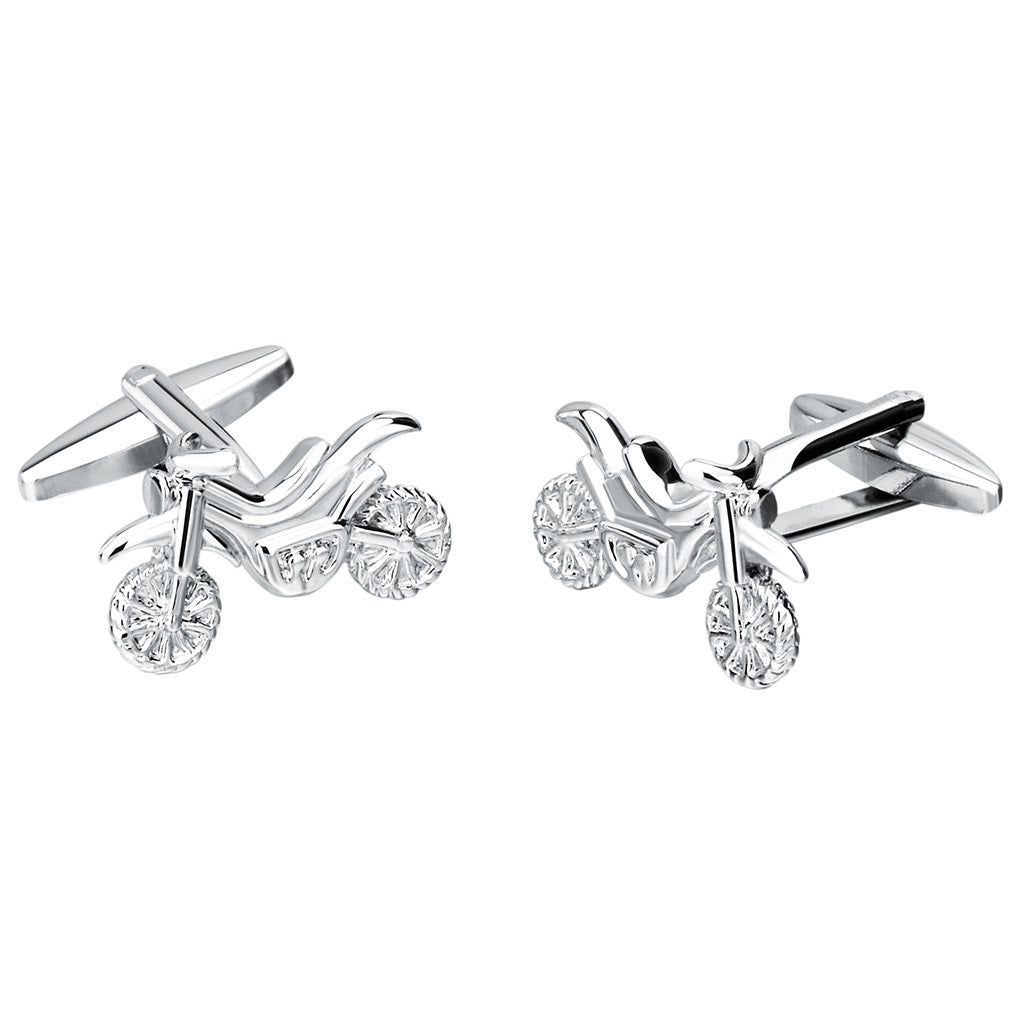 Silver Color Motorcycle Cufflinks for Men