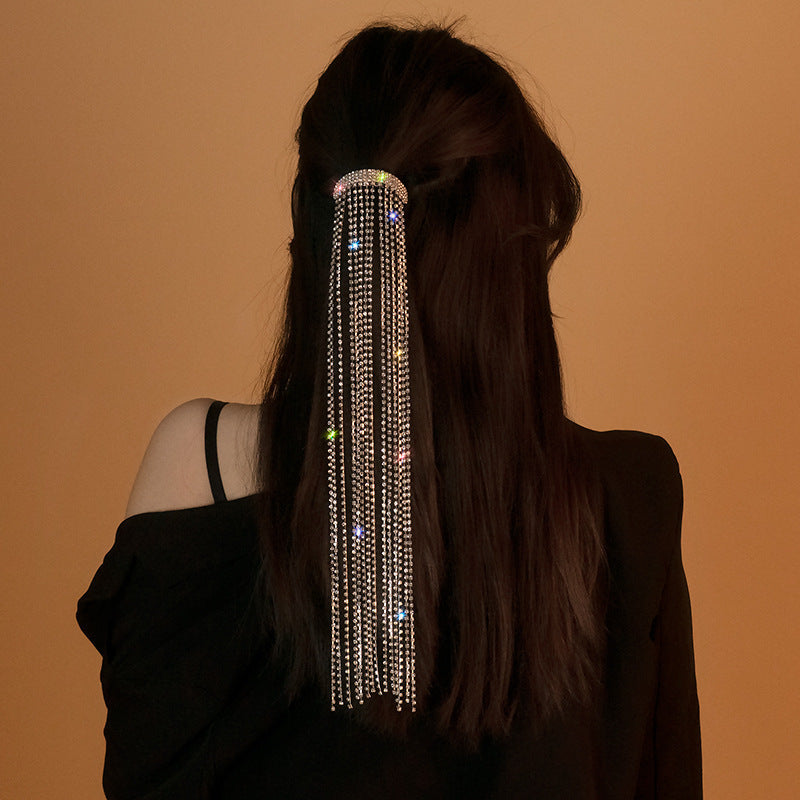 Glamorous Rhinestone Long Tassel Hairpin
