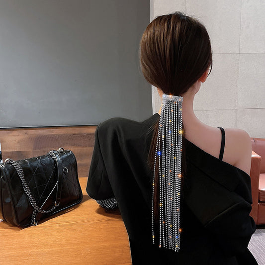 Glamorous Rhinestone Long Tassel Hairpin