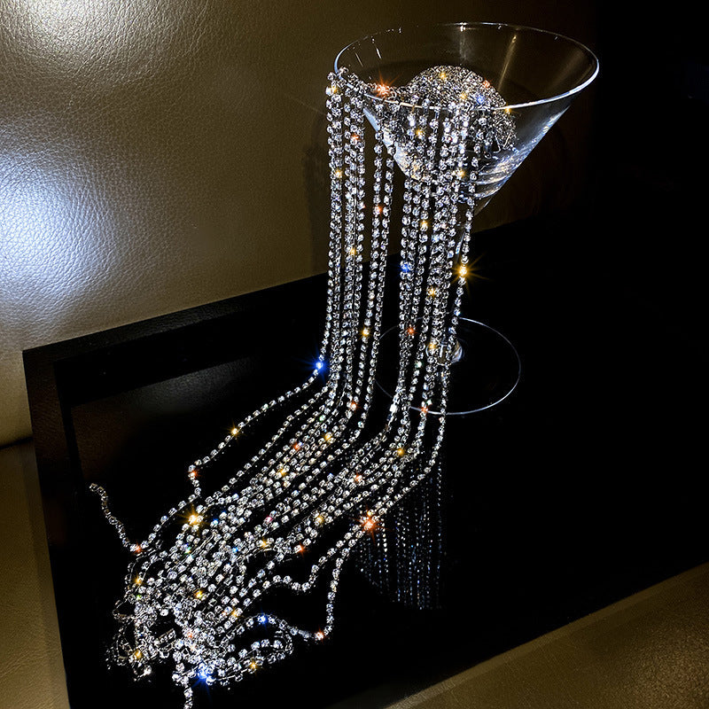 Glamorous Rhinestone Long Tassel Hairpin