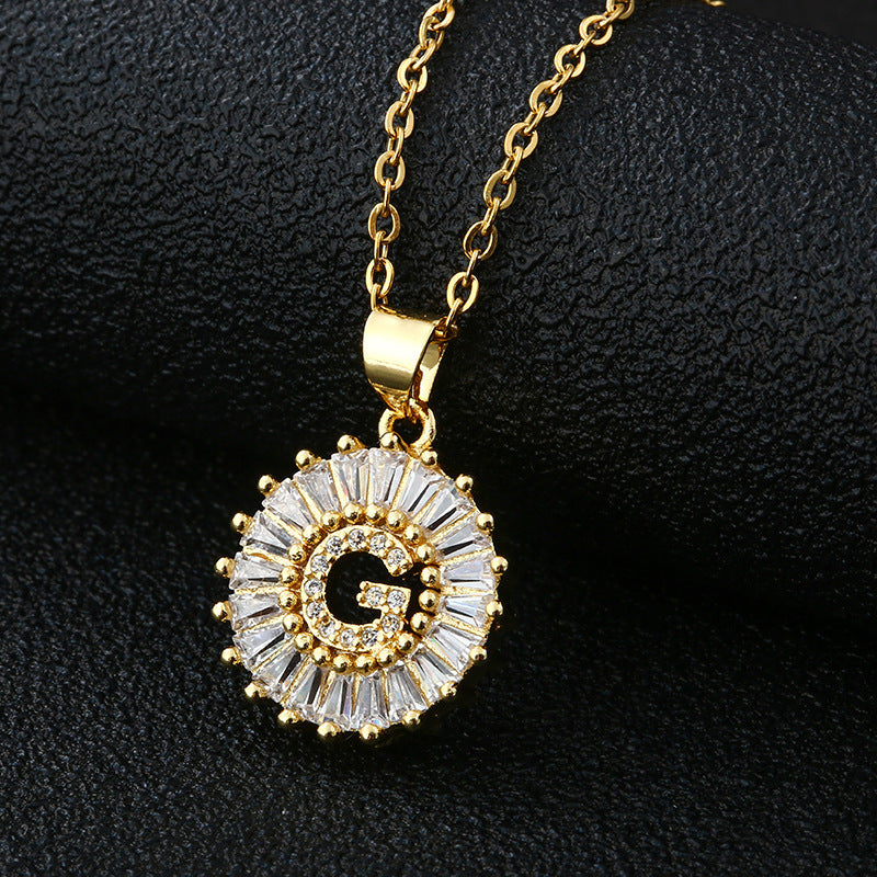 Personalized Initial Necklace with Cubic Zirconia