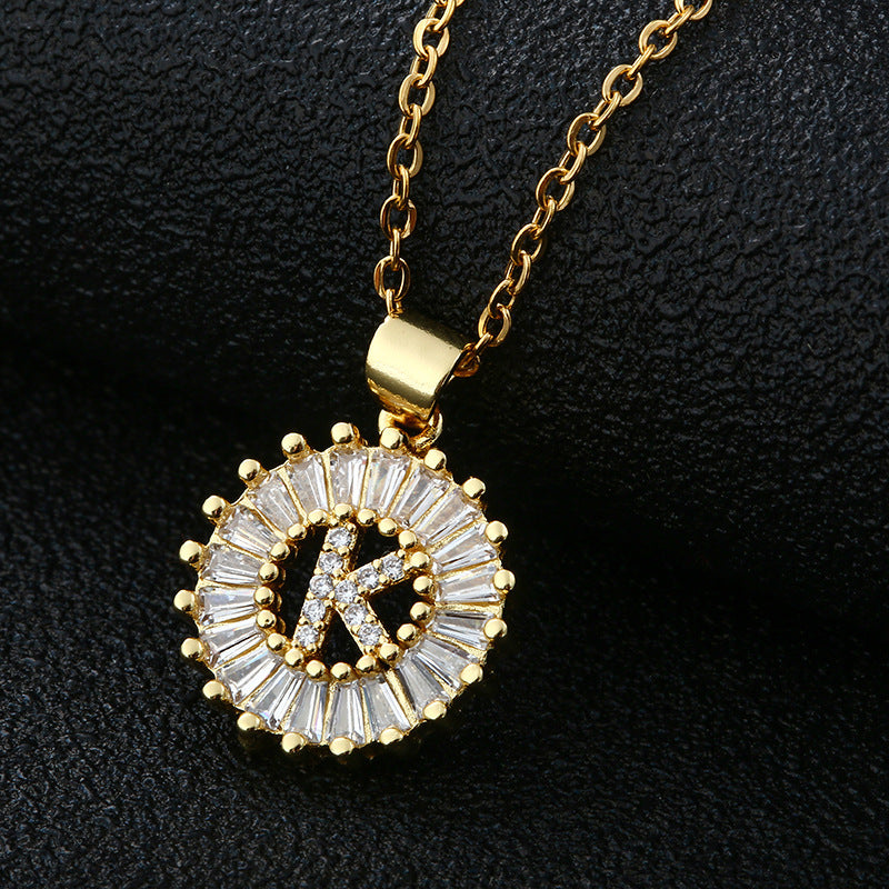 Personalized Initial Necklace with Cubic Zirconia