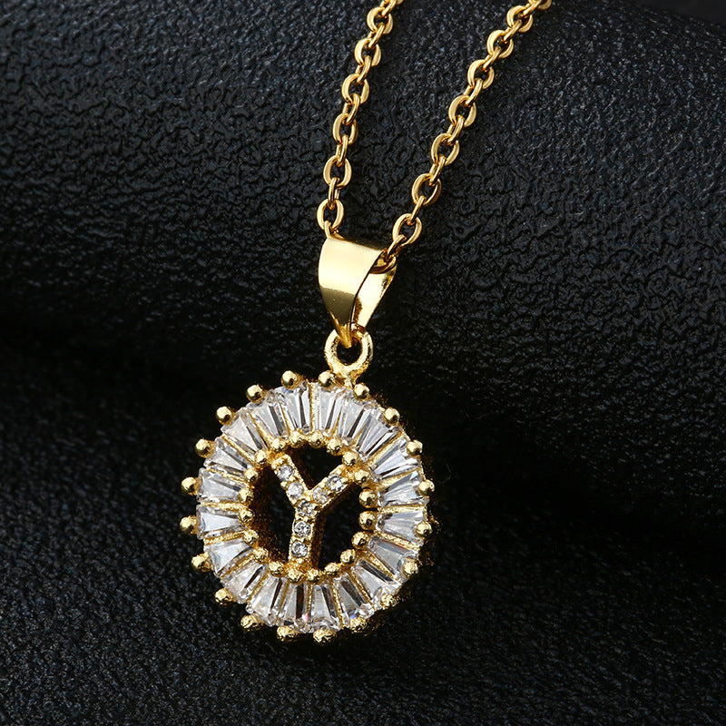 Personalized Initial Necklace with Cubic Zirconia