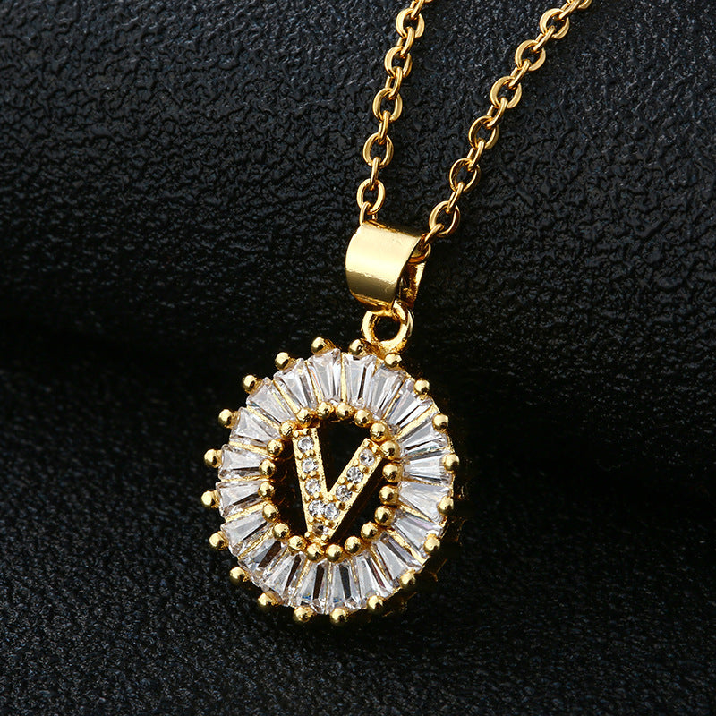 Personalized Initial Necklace with Cubic Zirconia