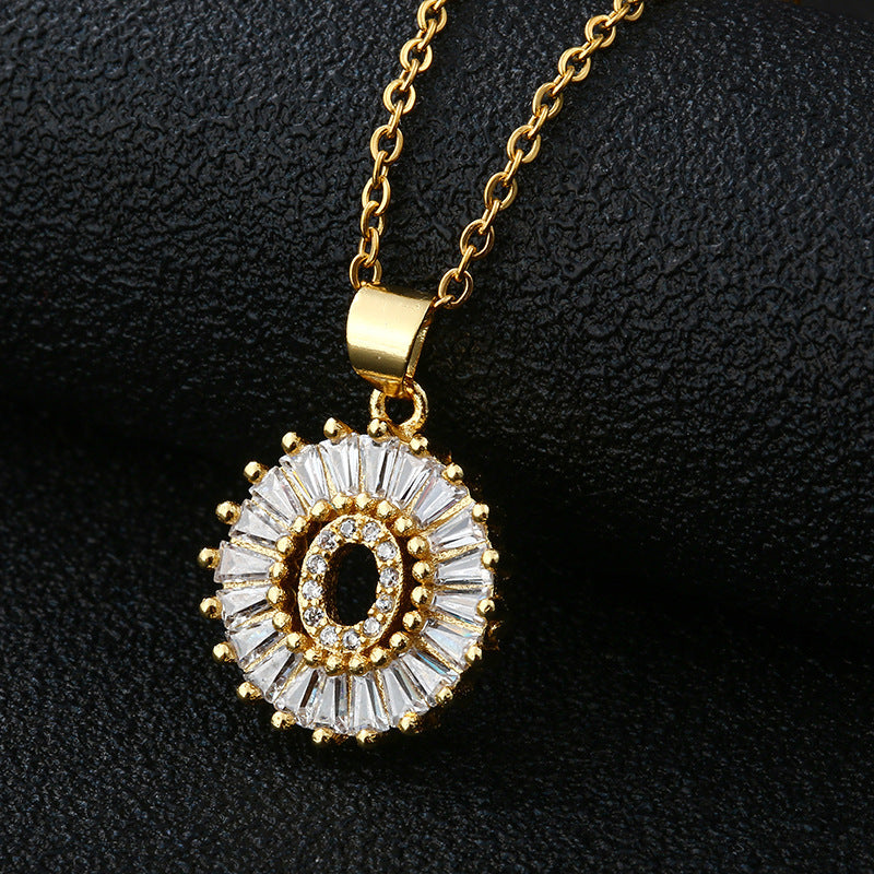 Personalized Initial Necklace with Cubic Zirconia