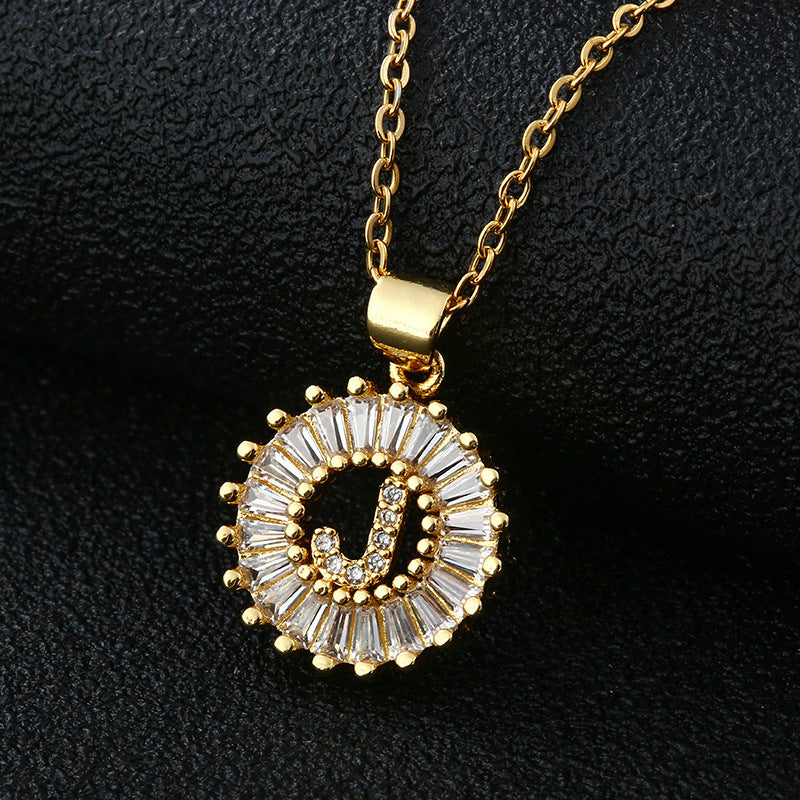 Personalized Initial Necklace with Cubic Zirconia
