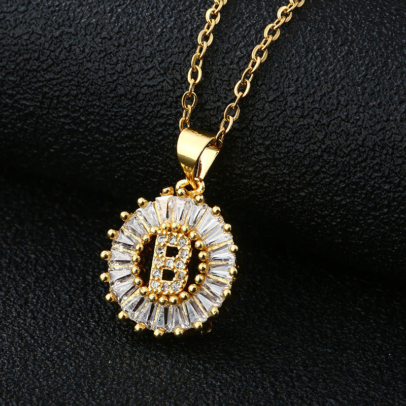 Personalized Initial Necklace with Cubic Zirconia