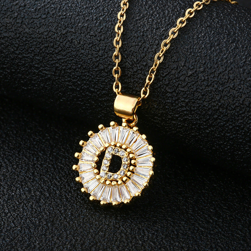 Personalized Initial Necklace with Cubic Zirconia