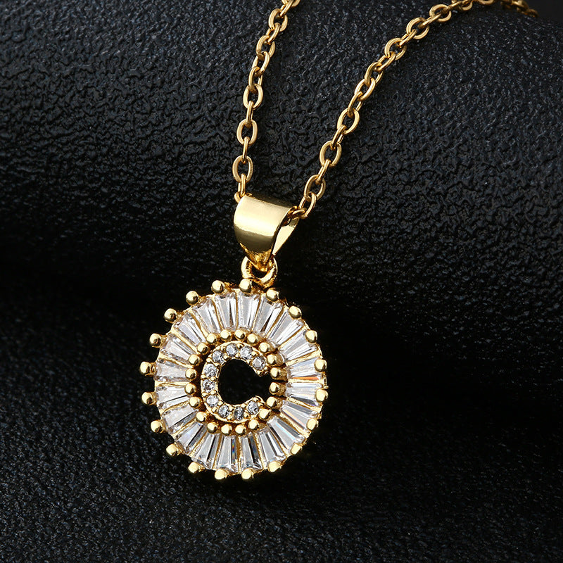 Personalized Initial Necklace with Cubic Zirconia