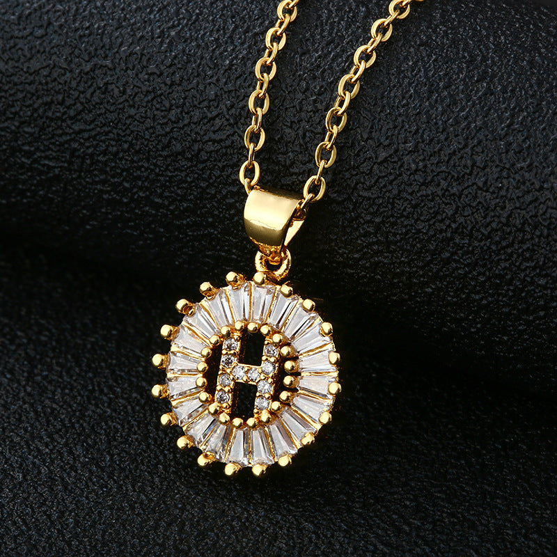 Personalized Initial Necklace with Cubic Zirconia