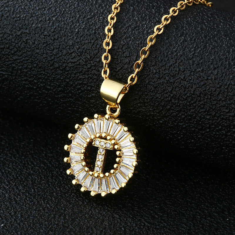Personalized Initial Necklace with Cubic Zirconia