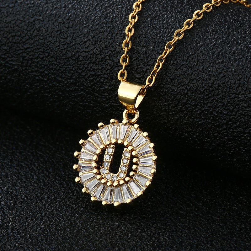 Personalized Initial Necklace with Cubic Zirconia